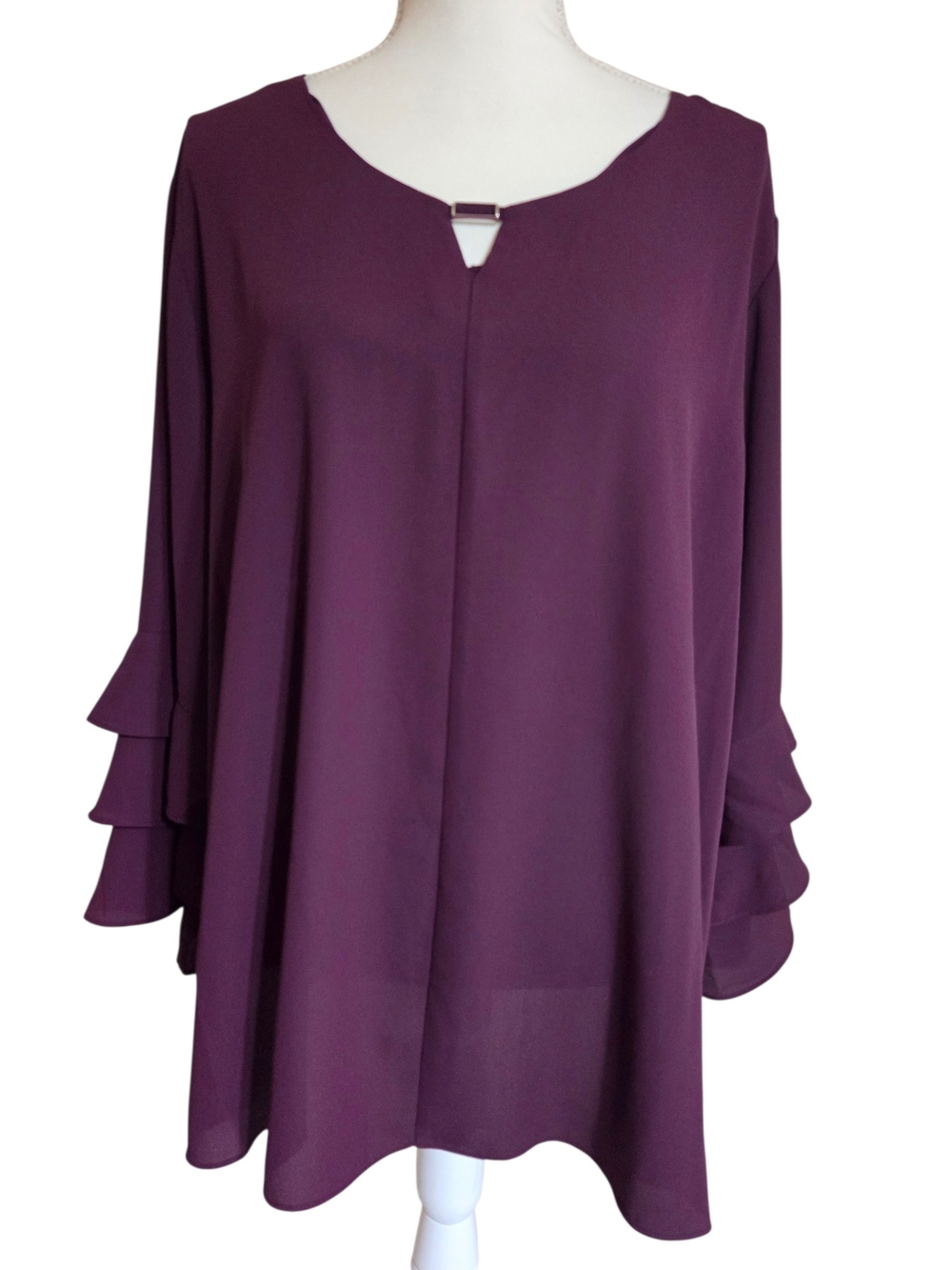Cato Plum Ruffle-Sleeve Blouse